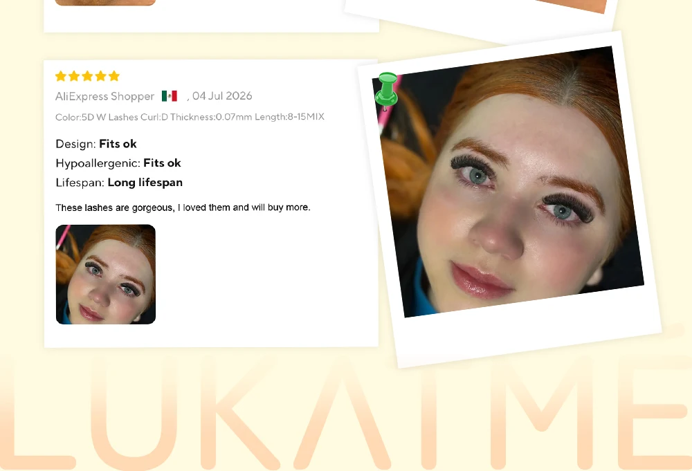 LUKATME 3D 4D 5D 6D W Wimpernverlängerung 8-15mm Vorgefertigte Blühende Doppel-3D-W-Volumen-Wimpernverlängerungen BASF Faux Mink Wimpern – Detail 14