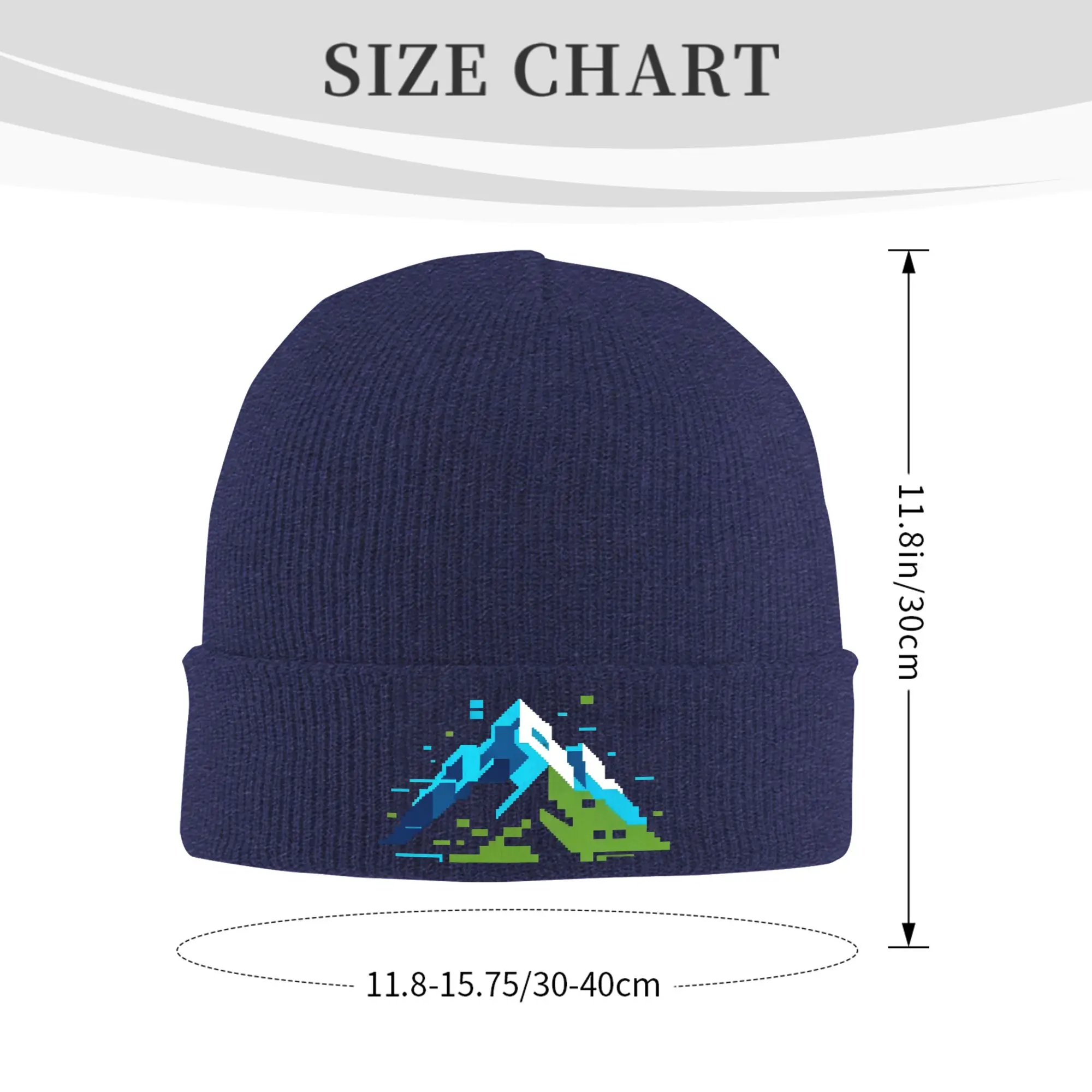 Fashion Pixel Snow Mountain Print Winter Skullies Beanies Hat Warm Autumn Knitted Hats Bonnet Caps for Women Men