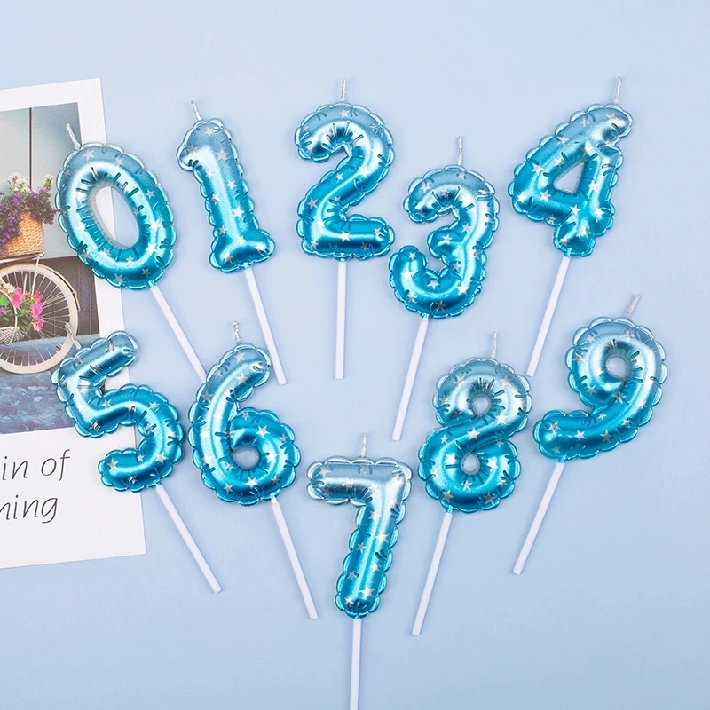 0–9 blauer Stern, alles Gute zum Geburtstag, Kuchenkerzen für Kinder, Jungen, Mädchen, Kinder, Prinz, Partyzubehör, niedliche Kerzendekoration – Detail 2