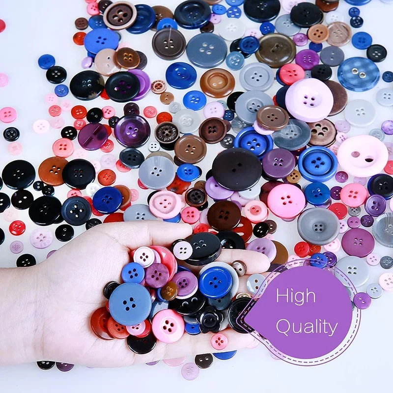 70-100PCS Mixed Color Round Buttons 1-3cm Sewing Resin Buttons DIY Manual Button 2/4Holes Button For Handmade Sewing Accessories