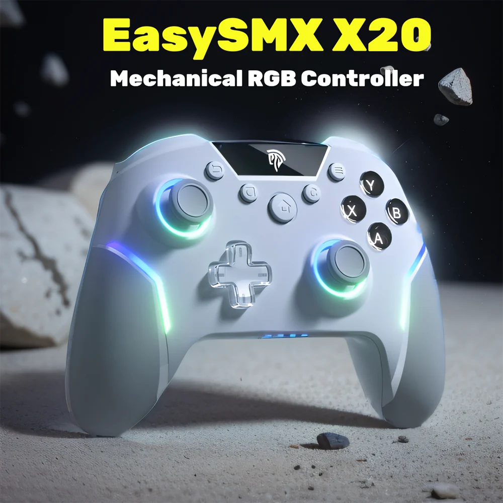 

EasySMX X20 Wireless Gamepad RGB Controller Compatible with PC/Switch/Phone/TV, 2-Stage Hall Effect Stick, 1000Hz Polling Rate