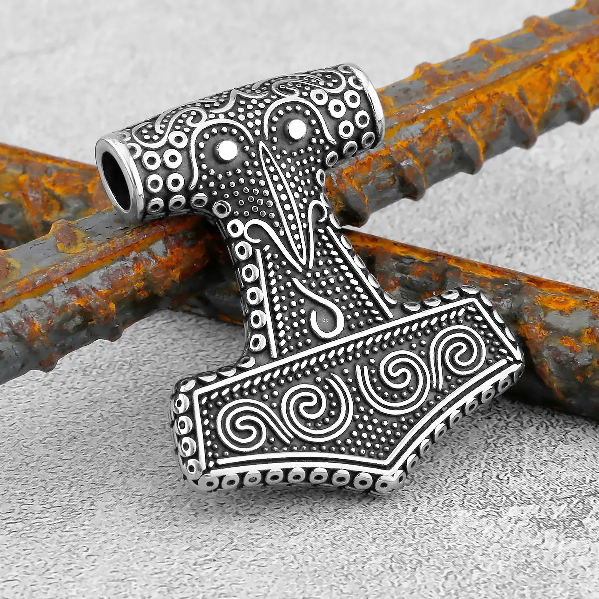 316L Stainless Steel Viking Thor Hammer Pendant Necklace Men Norse Viking Celtic Odin Raven Necklace Amulet Jewelry Wholesale