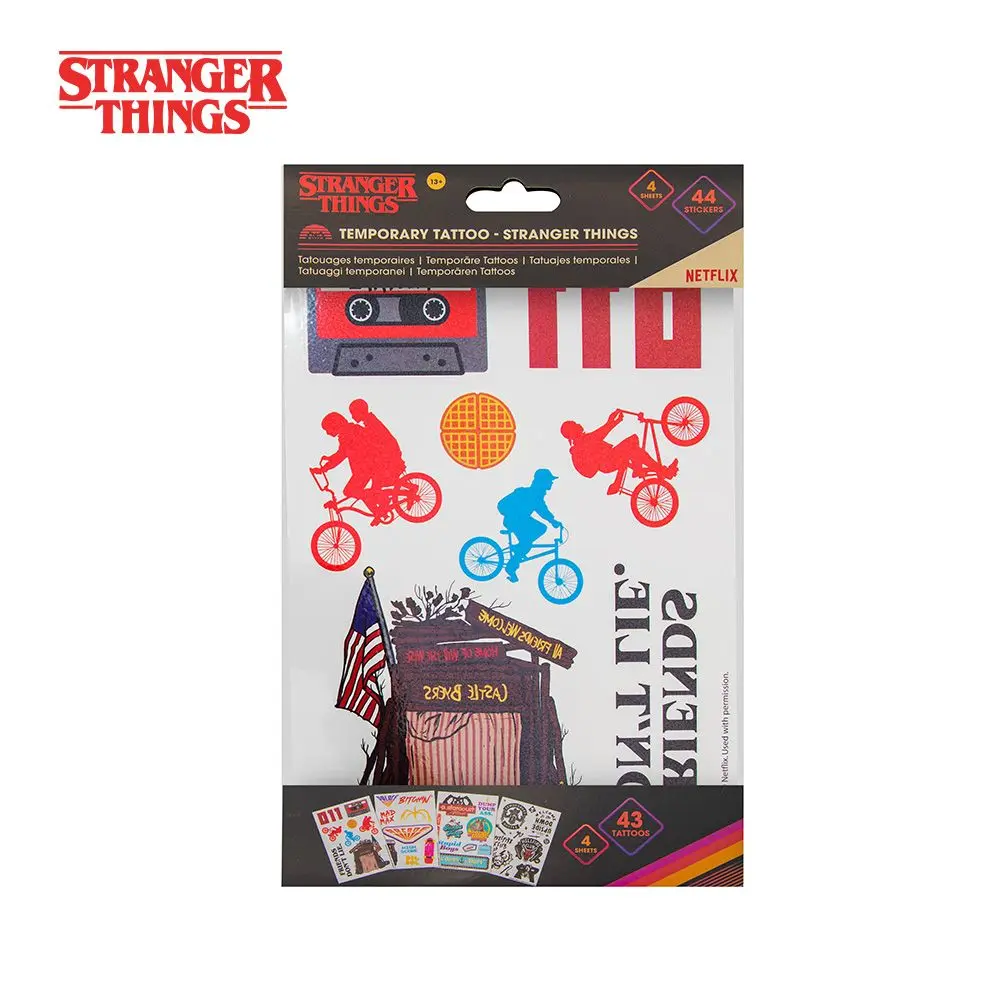 1 Set Offiziell lizenzierte Tattoo-Aufkleber von Stranger Things, bunte Cartoon-Aufkleber mit Wassertransfer, wasserdichte Körperdekoration – Detail 3