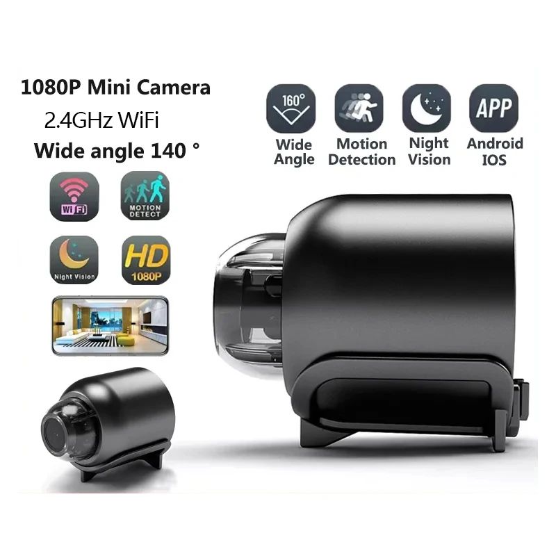 1080P HD Mini Camera Wifi IP Smart Home Indoor Night Vision AI Human Camcorder Audio Video Wireless Security Surveillance Camera