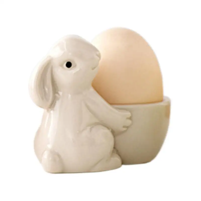 

Ceramic Egg Cup Easter Cute Bunny Shaped Egg Stand Holder Tabletop Ornaments Hard Boiled Egg Holder For Lunch Decor