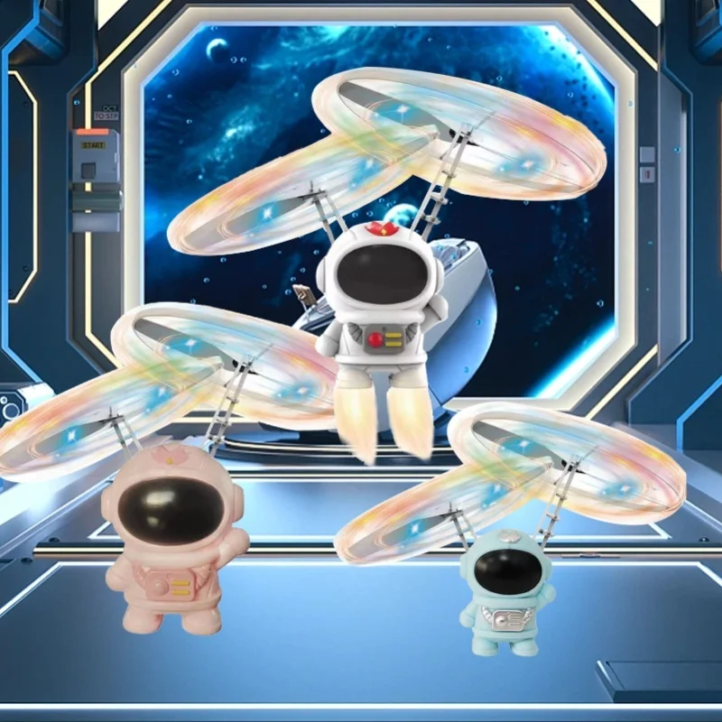 フライングスペースマン子供のおもちゃ楽しい革新的な赤外線誘導フライングスペースマンドローンおもちゃ子供のためのギフト用LED照明付きホワイト