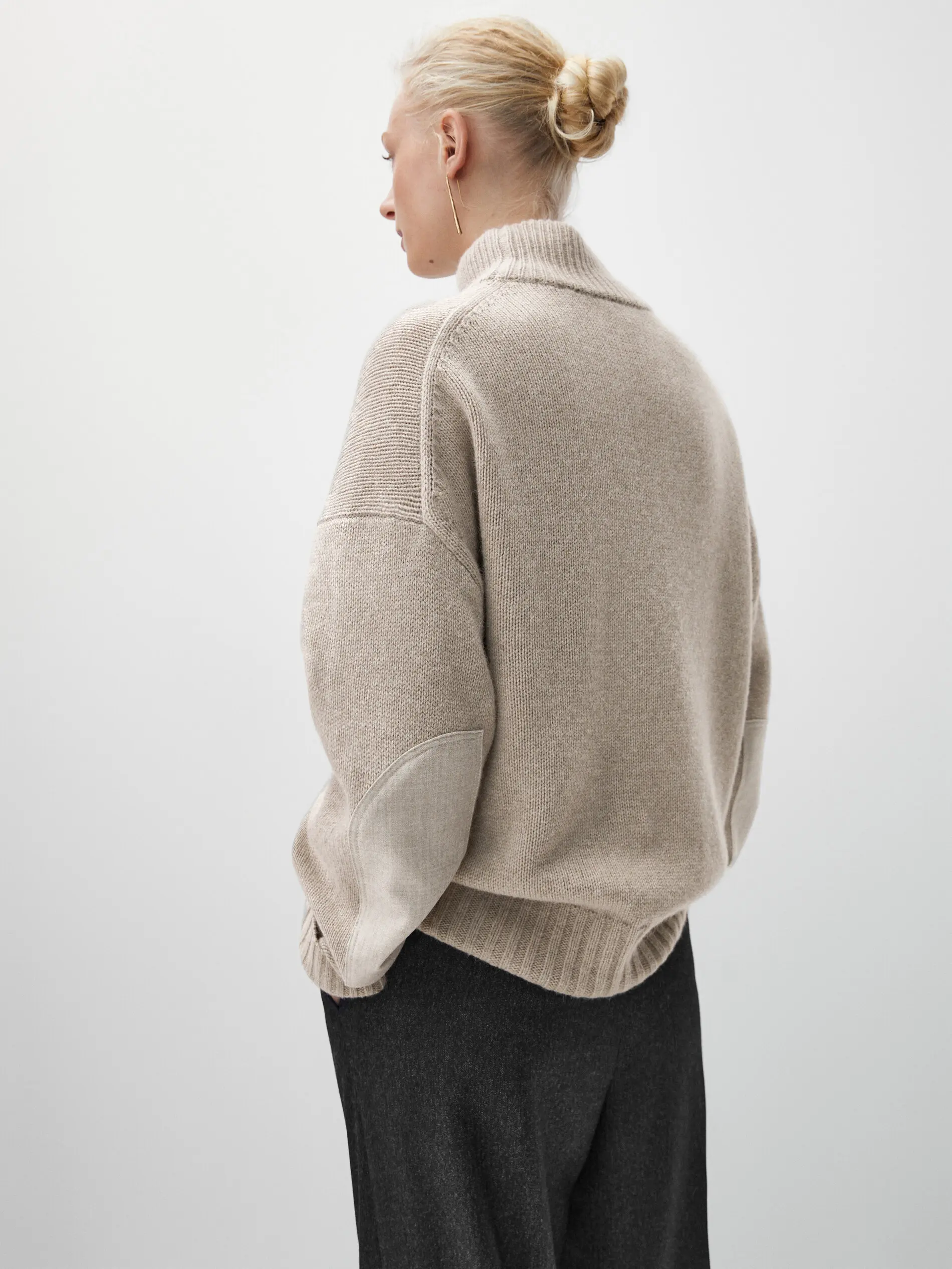 Ethereal MD 2023 autumn new style of Elbow patch trim casual top knitwear for women