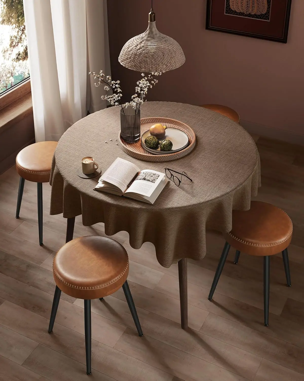 

Collection - Dining Chairs Stools Set of 4, Upholstered Kitchen Chairs, Vanity Stools, Synthetic Leather with Stitc