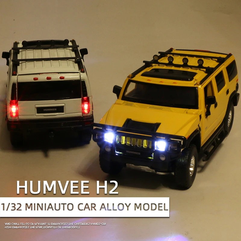 1:32 HUMMER H2 Alloy Car Model Diecasts Metal Toys Off-road Vehicles Small Scale Model Simulation Sound Light Collectible Gifts