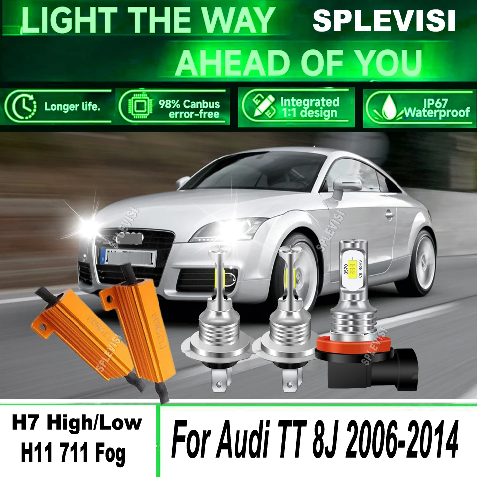 

H7 H7 H11 LED Headlight Fog Light 1：1 PERFECT BEAM PATTERN Resistors Canbus For Audi TT 8J 2006 2007 2008 2009 2010 2011-2014