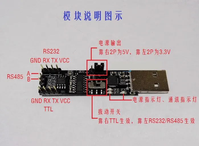 for 3-In-1 serial port module USB to RS485/232/TTL debugging to serial port module CP2102 or CH9102