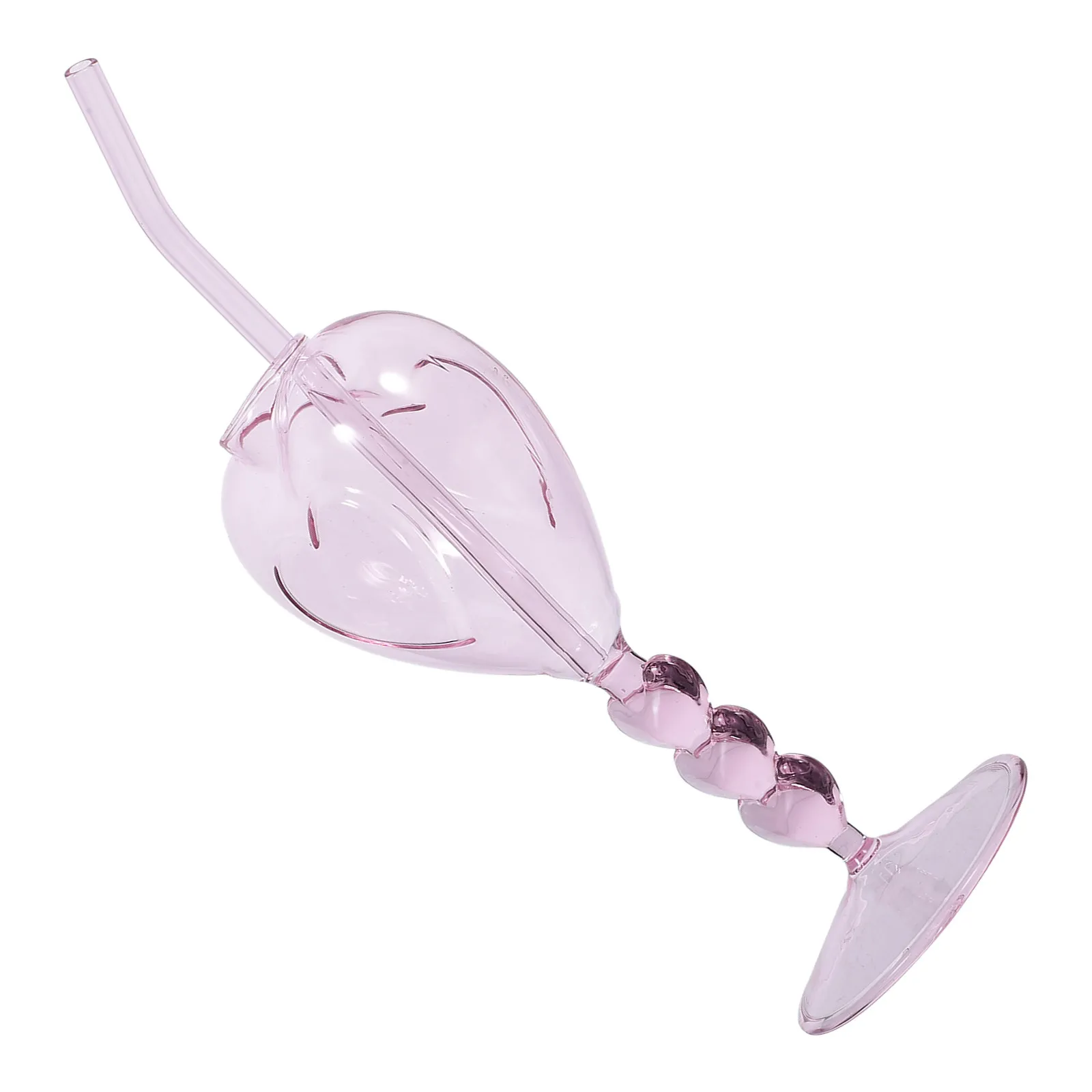 Набор из 1 стакана для коктейлей в форме сердца с трубочкой, высокие бокалы для вина и коктейлей, уникальные креативные барные бокалы для вечеринок