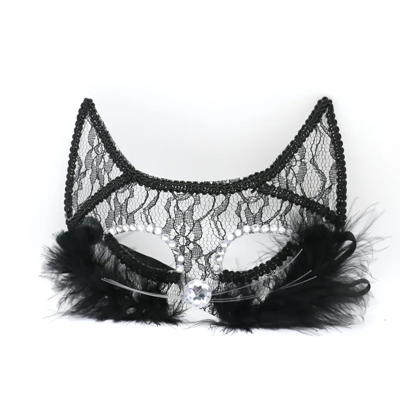 Maskerade Männer und Frauen Spitze PVC Katzengesicht Performance Urlaub Party Halloween Maske