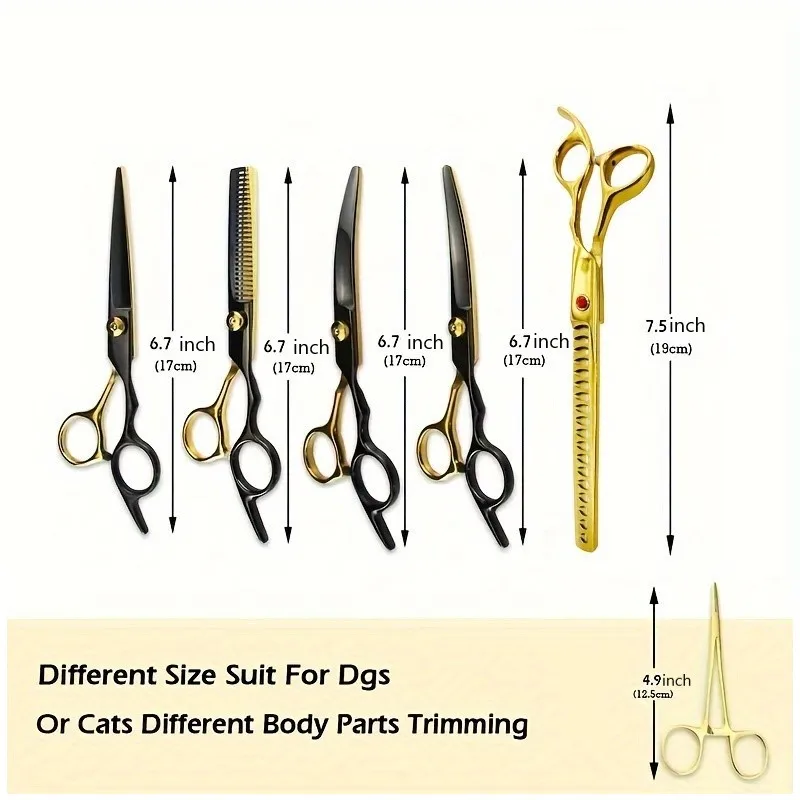 7pcs Professional Pet Grooming Scissors Set - Dog Grooming Scissors Set Perfect For Home & Professional Pet Care!