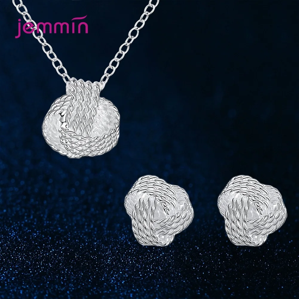 Elegant Fashion Jewelry Sets 925 Sterling Silver  High  Quality Earrings Necklace Set For Women Girls Wedding Dress