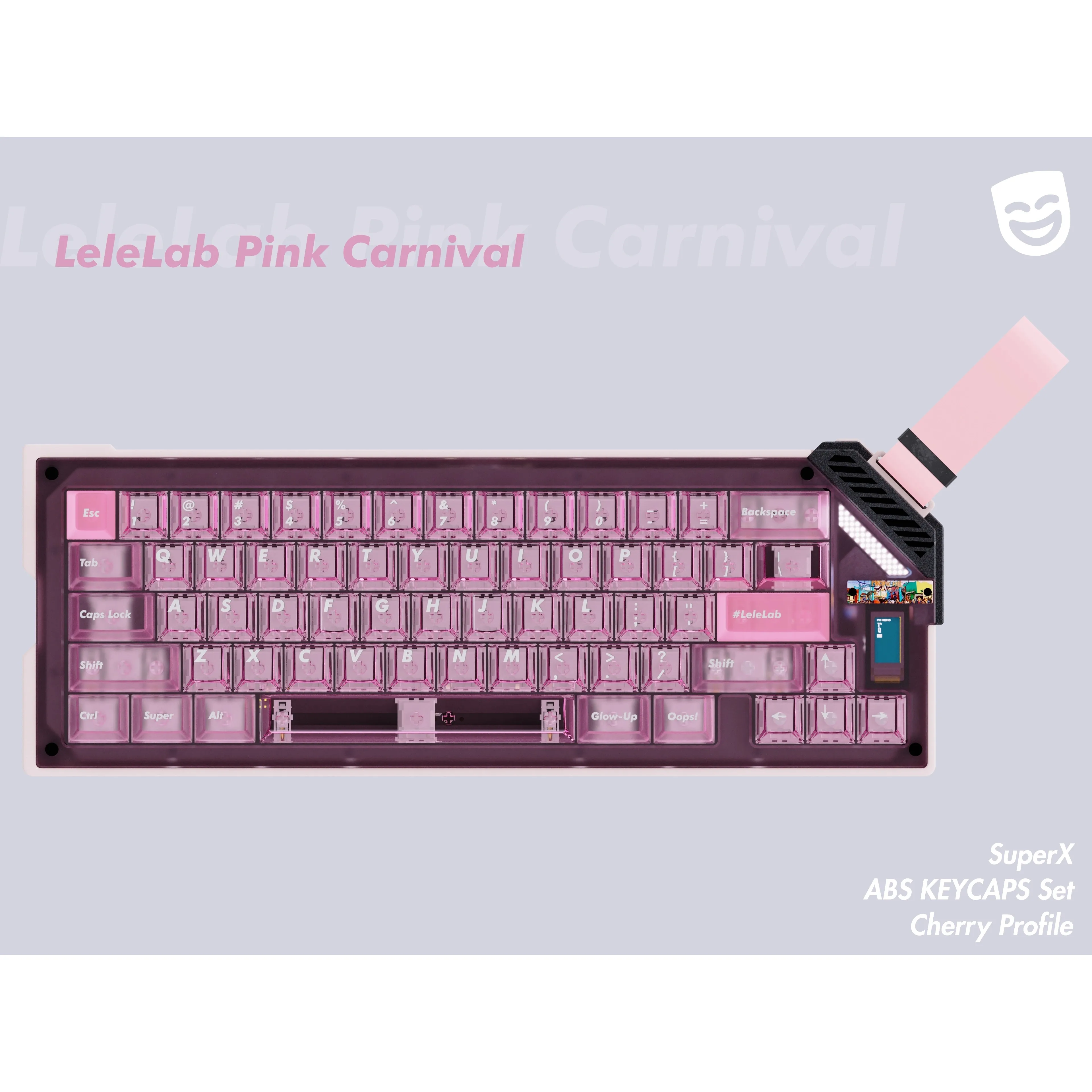 

Pink Carnival Theme Keycaps Transparent Foggy ABS Keycap Cherry Profile Original Custom Key Caps for Mechanical Keyboard Gifts