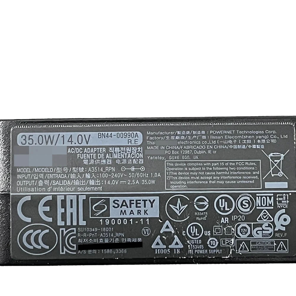 Nuevo adaptador de Monitor AC/DC cargador de corriente 14V 2.5A 35W A3514_RPN BN44-00990A para CF396 C24F396FHN LC24F396FHNXZA