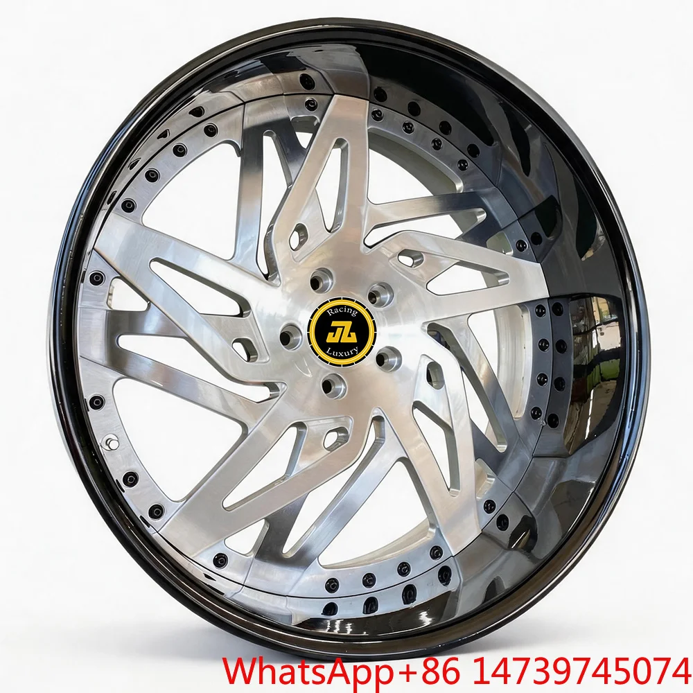JZ Custom 2 Piece 3 Piece Forged Brushed Chrome Deep Dish  Wheels 18 20 21 22 23 24 25 26 Inch Rim Floating Center Cap
