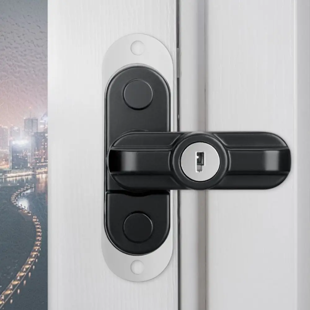 Safety Lever Zinc Alloy Window Frame Lock With Key Anti Theft Safety Locks Plastic Steel T-Lock External Window
