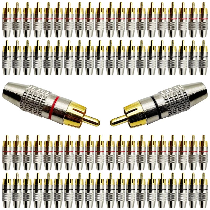 5/20/100PCS Lockable Adjustable Gold Plate Audio Plug RCA Male Plug Audio Video Cable Speaker Connector Rca Male Plug