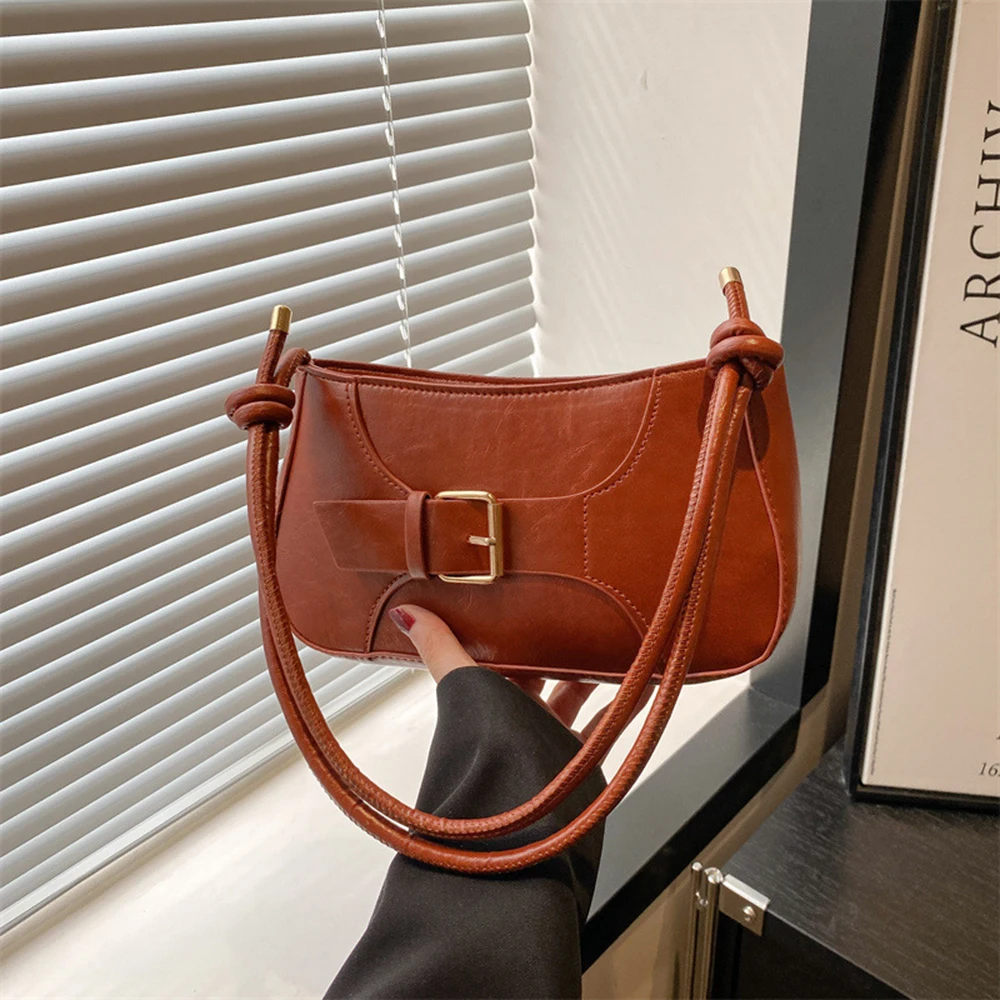 

Simple Solid Color PU Leather Shoulder Bag Multiple Colors Women Underarm Purse Classic Design Casual Style Daily Commute Bag