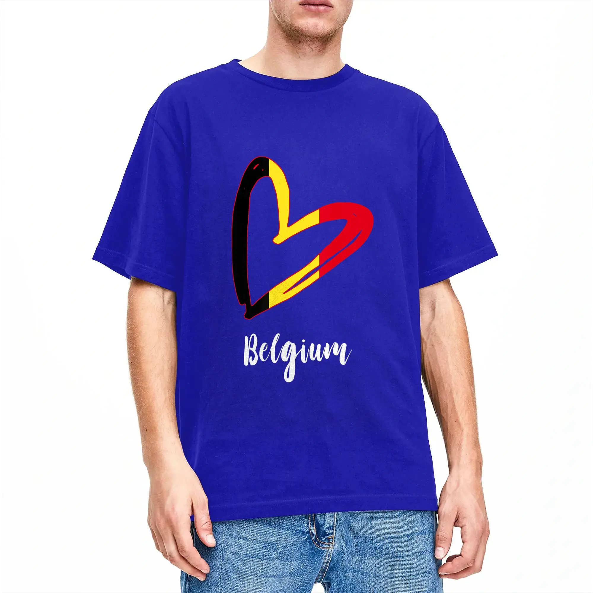 Men's T-Shirts Belgian Roots Heart Belgie Belgian Flag Belgique Belgium Funny 100% Cotton Tee Shirt Short Sleeve  T Shirts