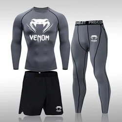 Men's Running T-Shirt Tracksuit Compression Sportswear Suits Gym Tights Training Breathable Cycling Clothes Workout Jogging Set