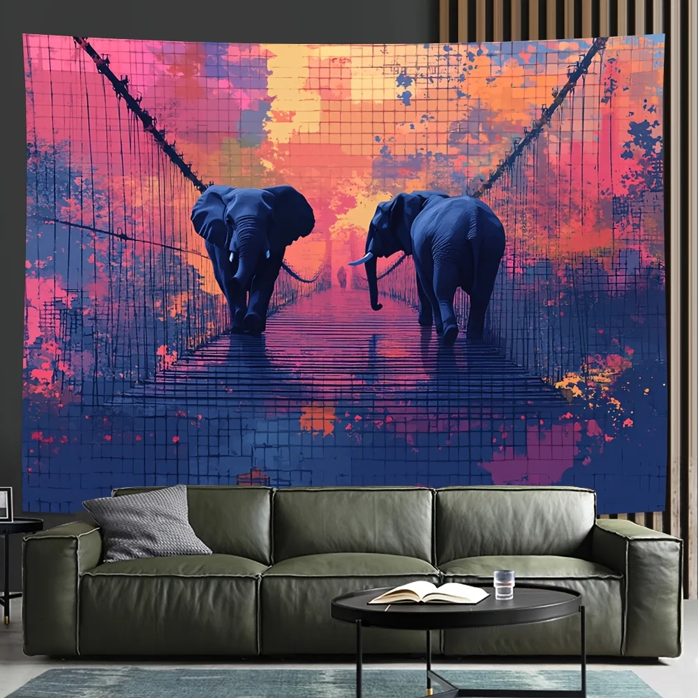 Elephant Bridge Deck Theme Digital printing polyester wall hanging tapestry decorative Living room bedrooms background gift