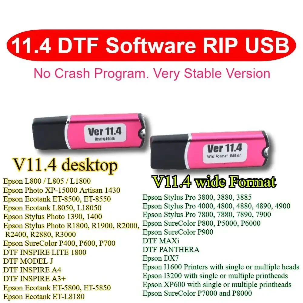 i3200 11.4 DTG RIP Software V11.4 DTF Printing Program USB Kit For Epson L18050 L8050 L8180 ET 5800 5850 Hoson i1600 P900 P7000