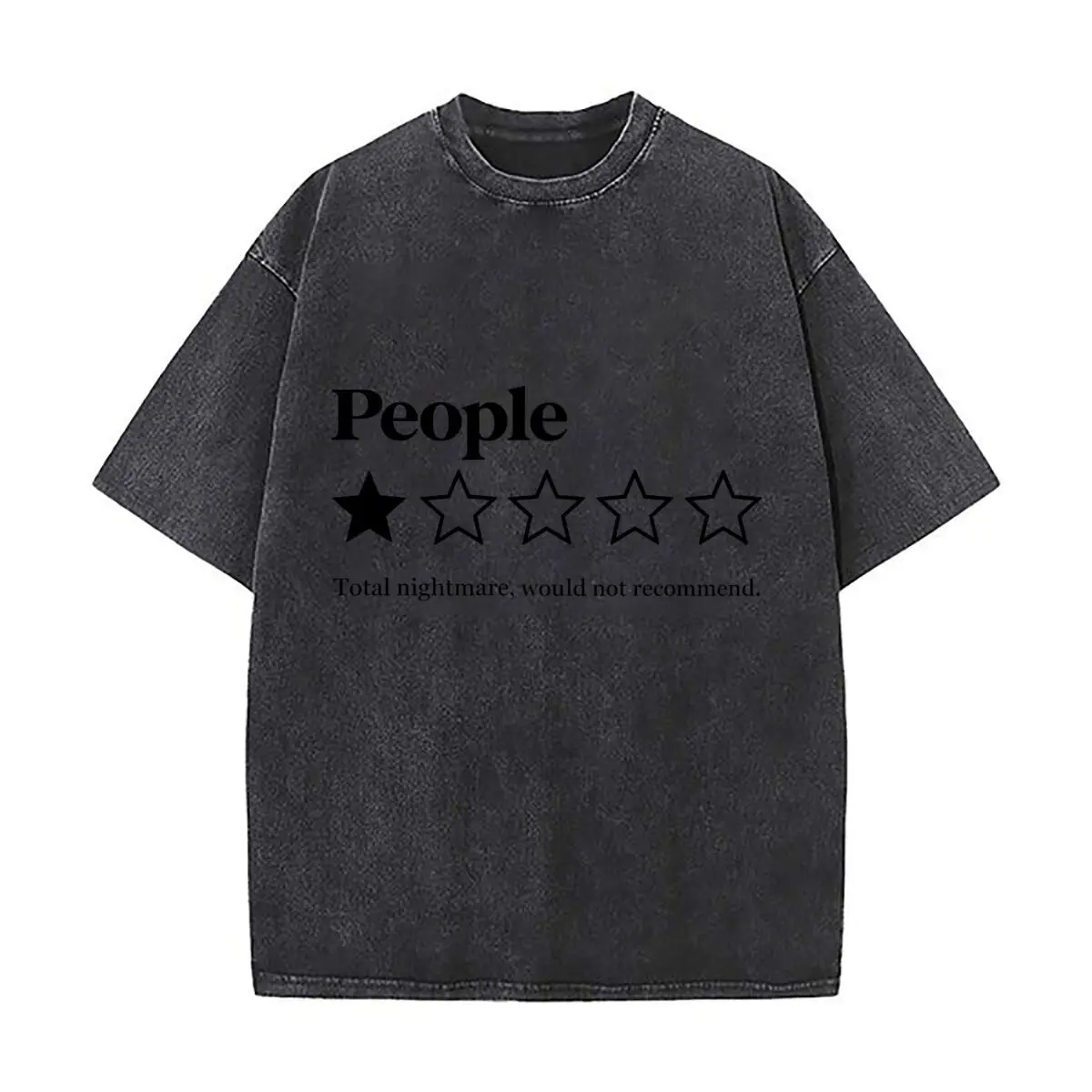 People One Star Total Nightmare Would Not Recommend Distressed Faded Baggy Streetwear Tops for Park Hangouts