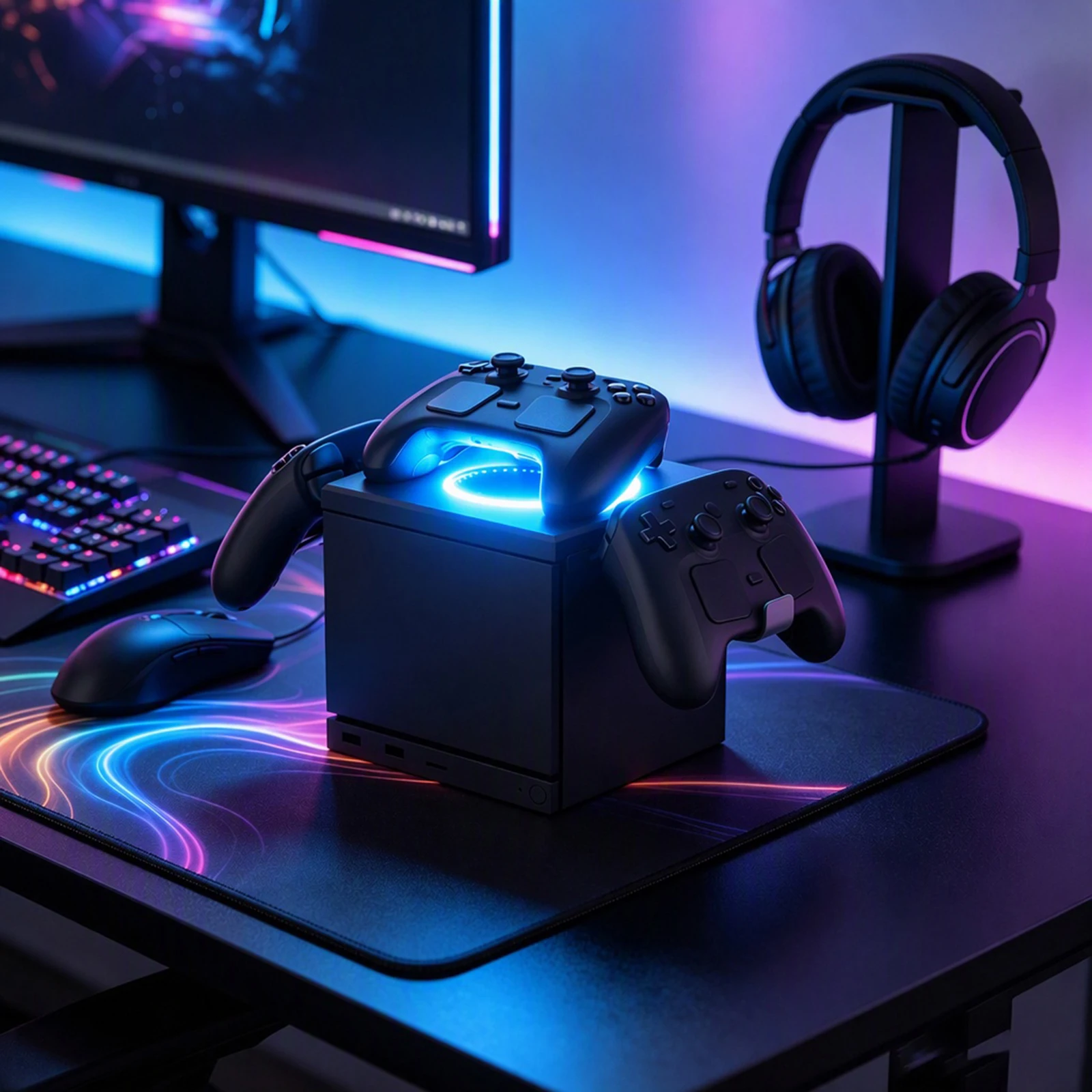 Dual Side Metal Rack Charging Dock for Steam Controller 2 RGB One-Key Light Transform GP-833 Stand