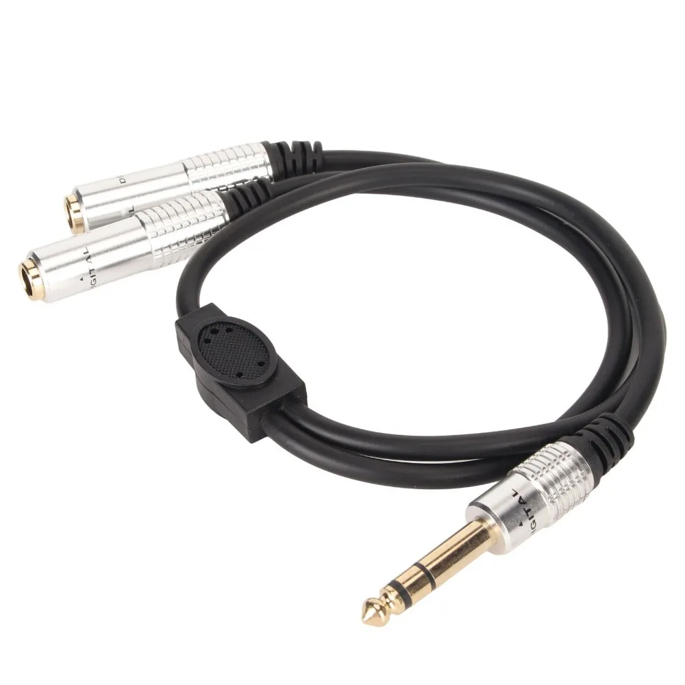 Aluminum Alloy 1/4 Inch Stereo Splitter Y Cable Plug and Play 19.7in Audio Splitter 6.35mm Male to Dual 6.35mm Female Headphone
