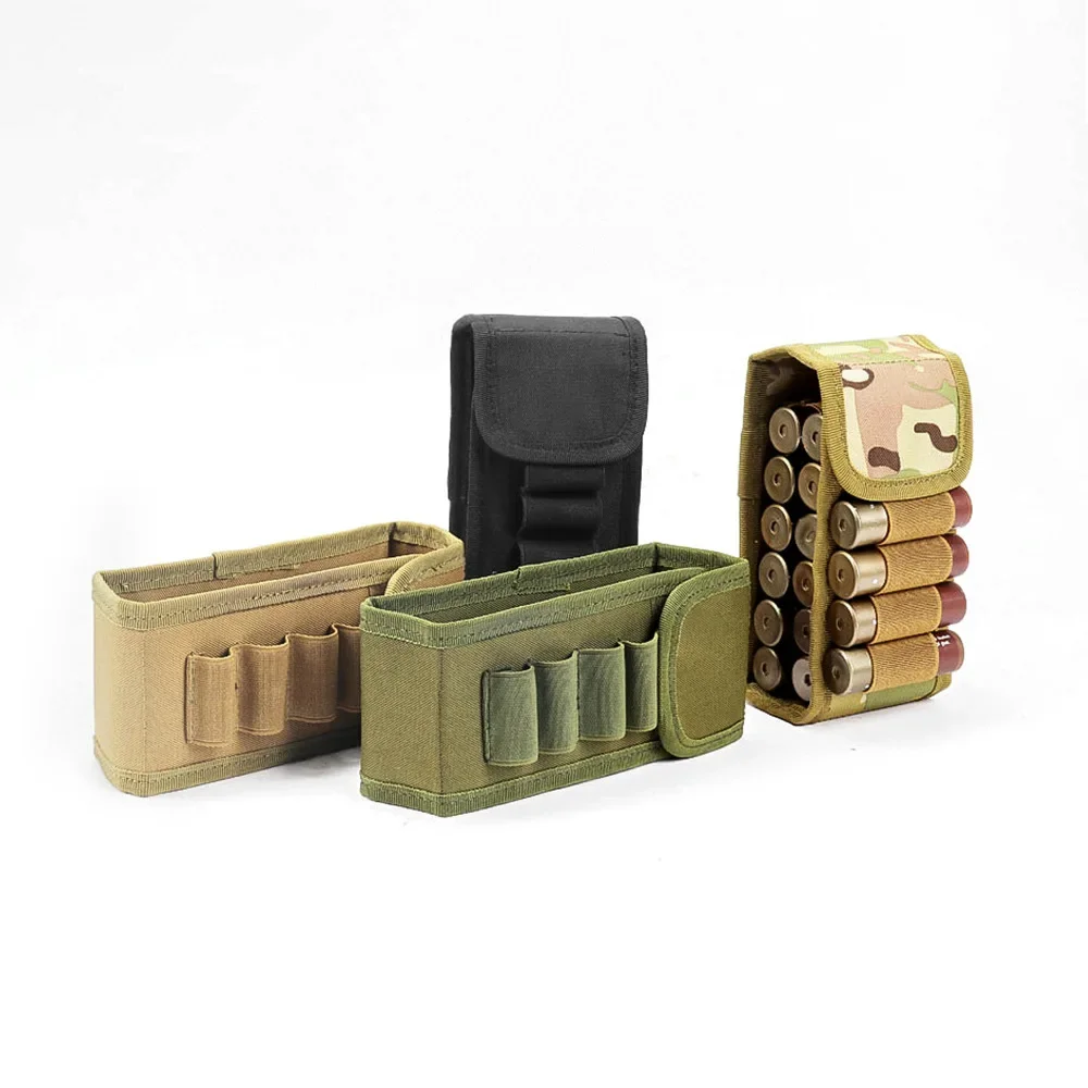 Tactical Shotgun Shell Holder Gun Bullet Molle Pouch Buttstock Ammo Pouch for Rifle Carrier 12 Gauge Hunting Airsoft Accessories