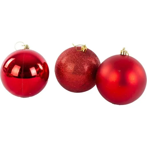 Evistro Christmas Party Ornament Decorative 24 Pcs Ball 6 cm Red