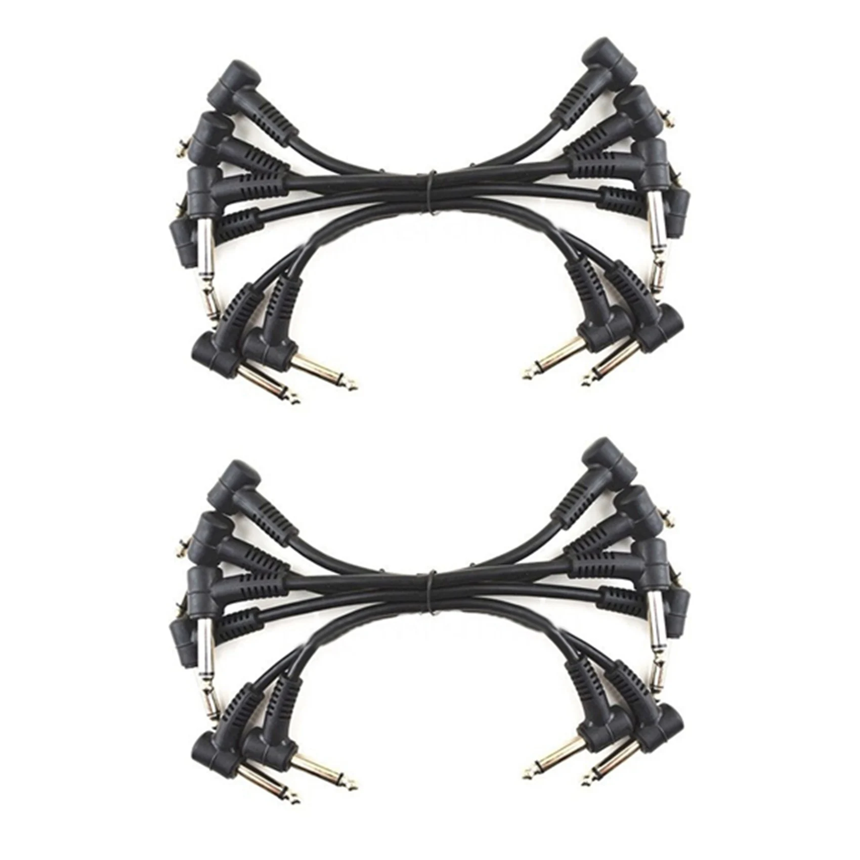 A99I-12 X Electric Guitar Cables 6 Inch 1/4 Right Angle Effect Pedal Patch Cord Black