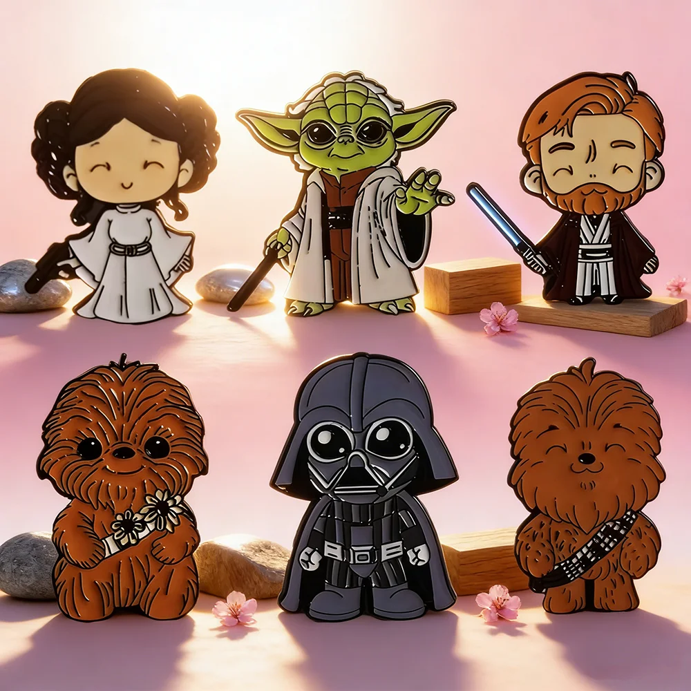 Juego de 6 Broches de Star Wars, Joyería Coleccionable de Ciencia Ficción, Darth Vader, Leia Organa, Solo, Yoda, Accesorios para Ropa de Bebé