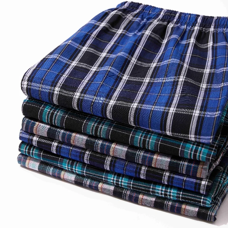 JupiterSecret Men's Pajama Pants Cotton Thin Plaid Sleepwear & Lounge Pants PJ Bottoms with Pockets and Button Fly