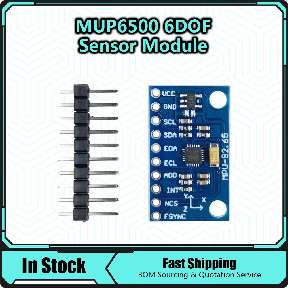 GY-6500 IIC I2C SPI MPU6500 MPU-6500 6-Axis Gyroscope Accelerometer Sensor Module Replace MPU6050 For Arduino With Pins