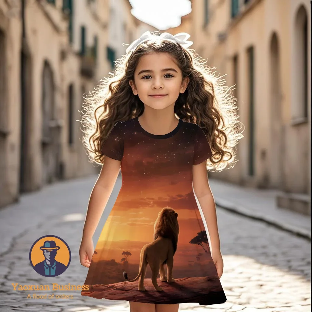 

The Lion King 2025 Trendy 3D Dress Kids Teens Girls Cartoon Print New Summer Party Best Selling Fashion