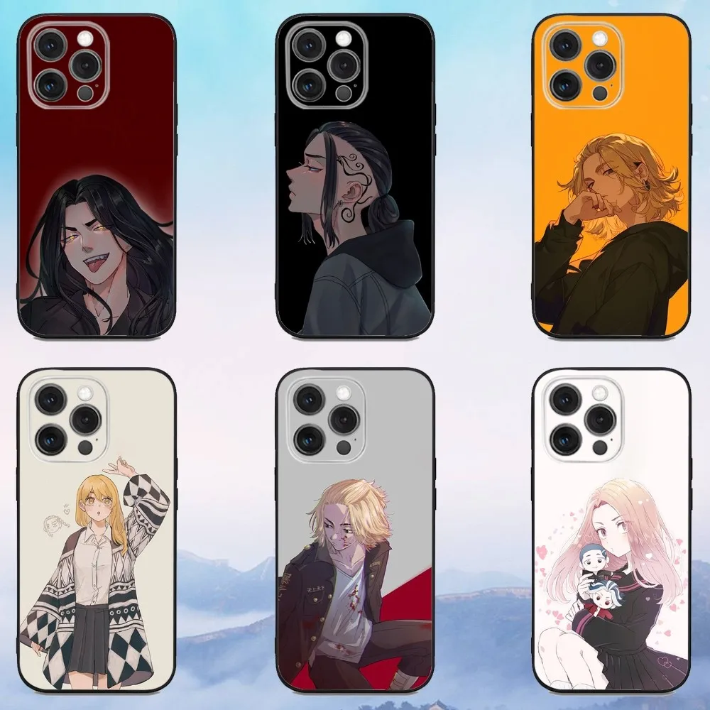 

Anime T-Tokyo Revengers Phone Case For iPhone 16e,16,15,14,13,12,11,Pro,X,XS,Max,XR,Plus,Mini Soft Black Cover