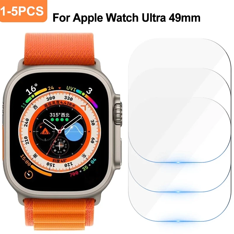 1-5 pces vidro temperado para apple watch ultra 49mm hd impermeável temperado filme protetor de tela cheia para iwatch série 8 ultra