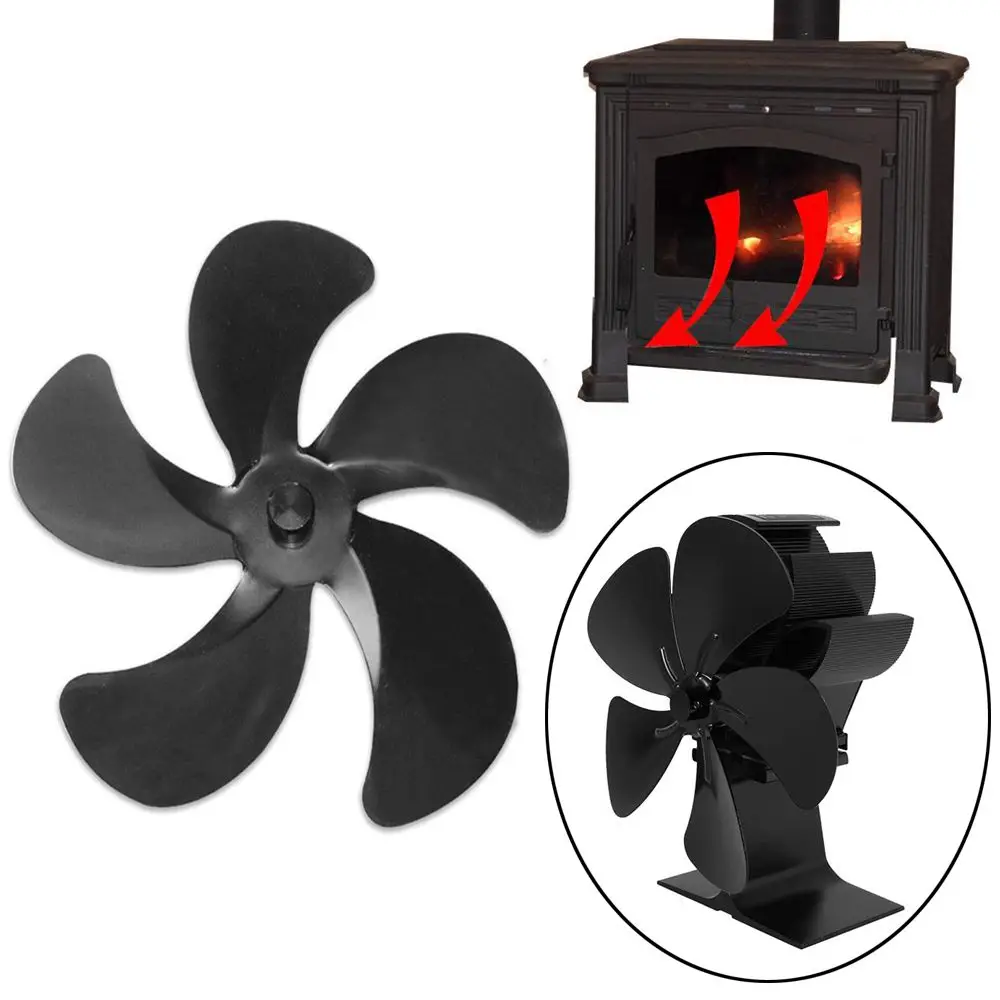 Black Fire Heat Power Saving Eco for Heat Powered Wood Stove Fan Log Burner Fireplace Fan