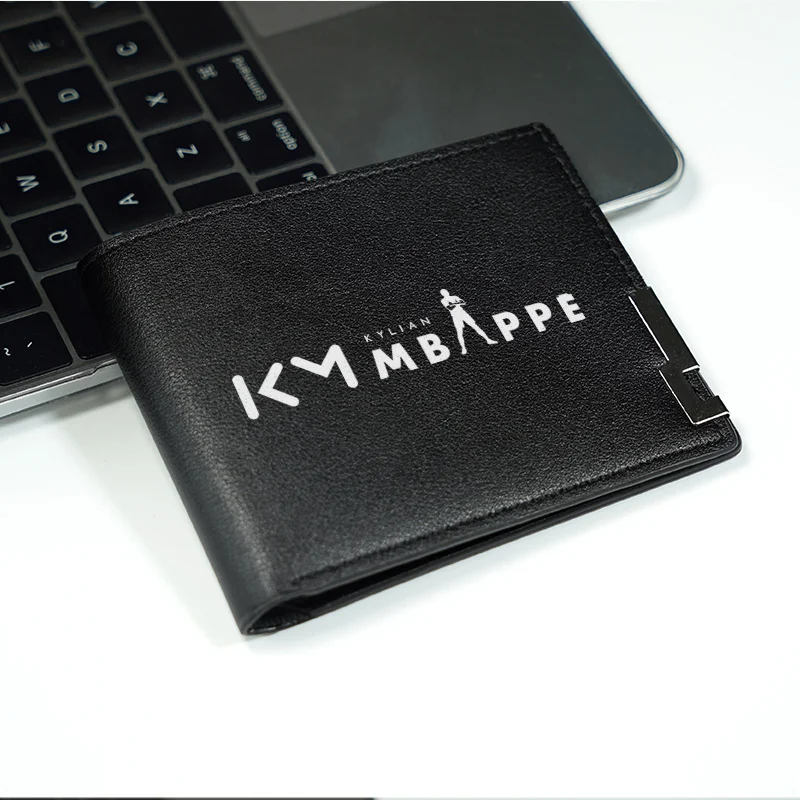 Kylian mbappe logotipo carteira de couro do plutônio masculino fino estilo bussiness uso diário leve durável acessórios de moda