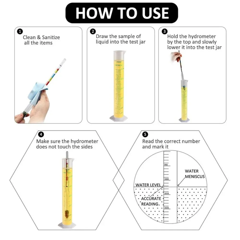 Homebrew Alcohol Tester Beer Wine Hydrometer Brewing Tapper Triple Scale Hydrometer for Home Brew Wine Beer Alcohol Testing