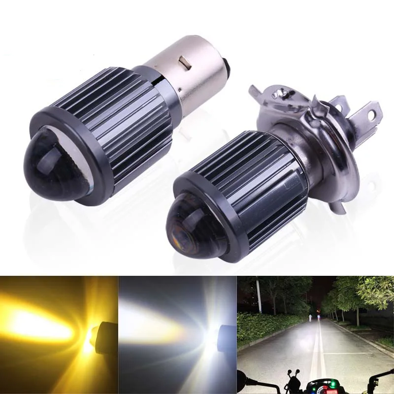 Universal H4 Led Motorcycle LED Headlight CSP Lens ATV Scooter Driving Lamp Dual Color Hi Lo Beam Fog Lamp Moto Accessories 12V