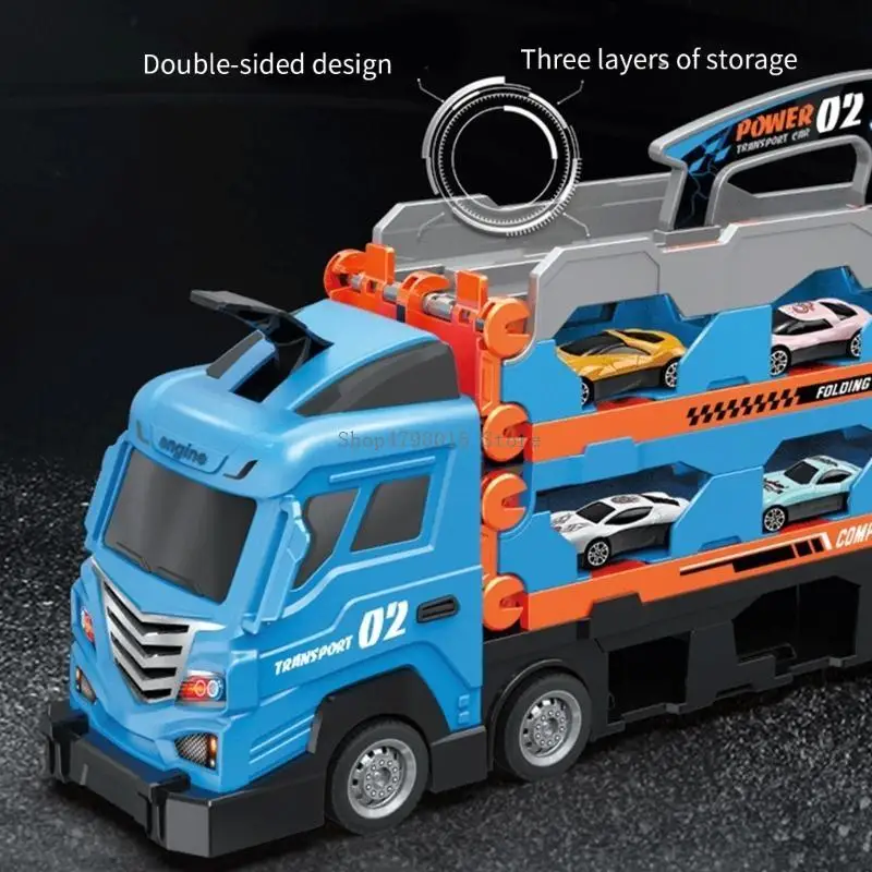 

Toddler Toy for 3+ Kids Transport Car Carriers Set Truck Toy 8/16/24 Alloy Race Car Toy Foldable Racing Track 24 Slot