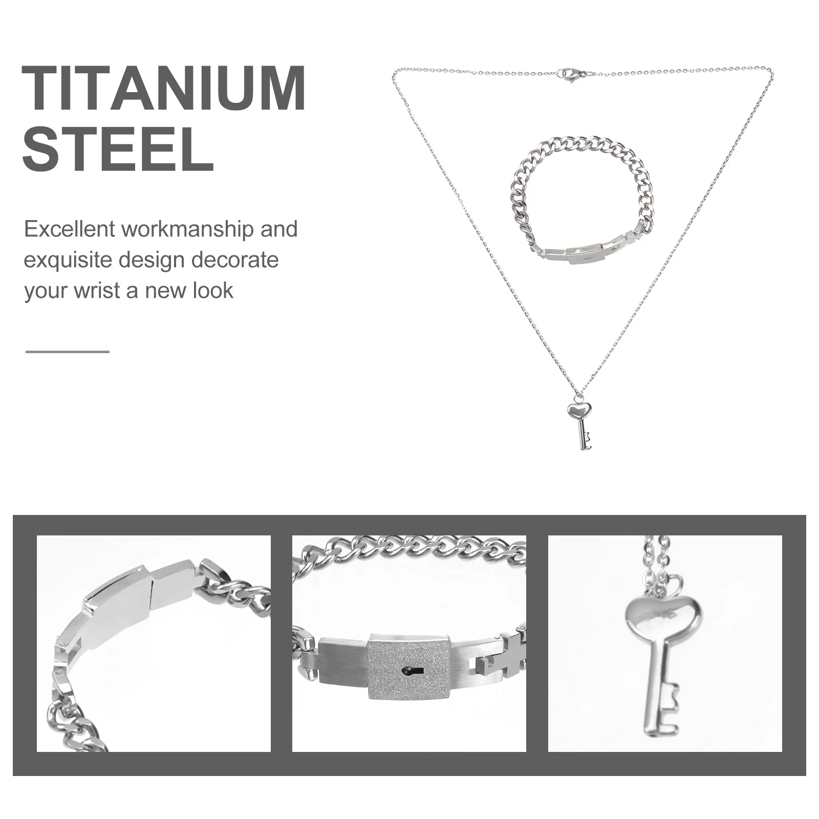 1Pcs Delicate Titanium Steel Bracelet Female Lock Male Wrist Chain Stand Out in Crowd Excellent Workmanship Silver