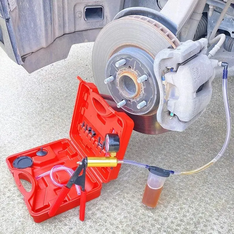 

Brake caliper compression tool and brake bleeding kit, handheld vacuum pump brake bleeding tool set, disc brake pad service tool