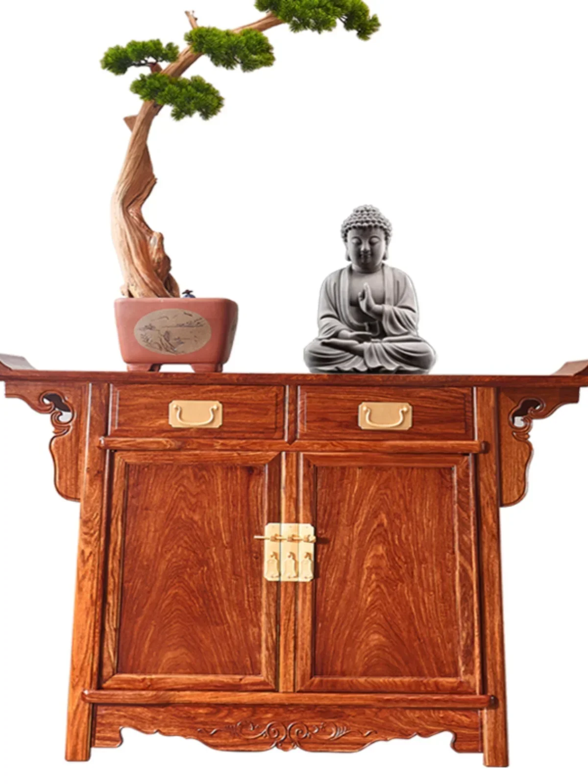 

Rosewood Chinese Style Altar Boutique Pterocarpus Erinaceus Poir. Rosewood Cross-Head Cabinet Lobby Entrance Cabinet