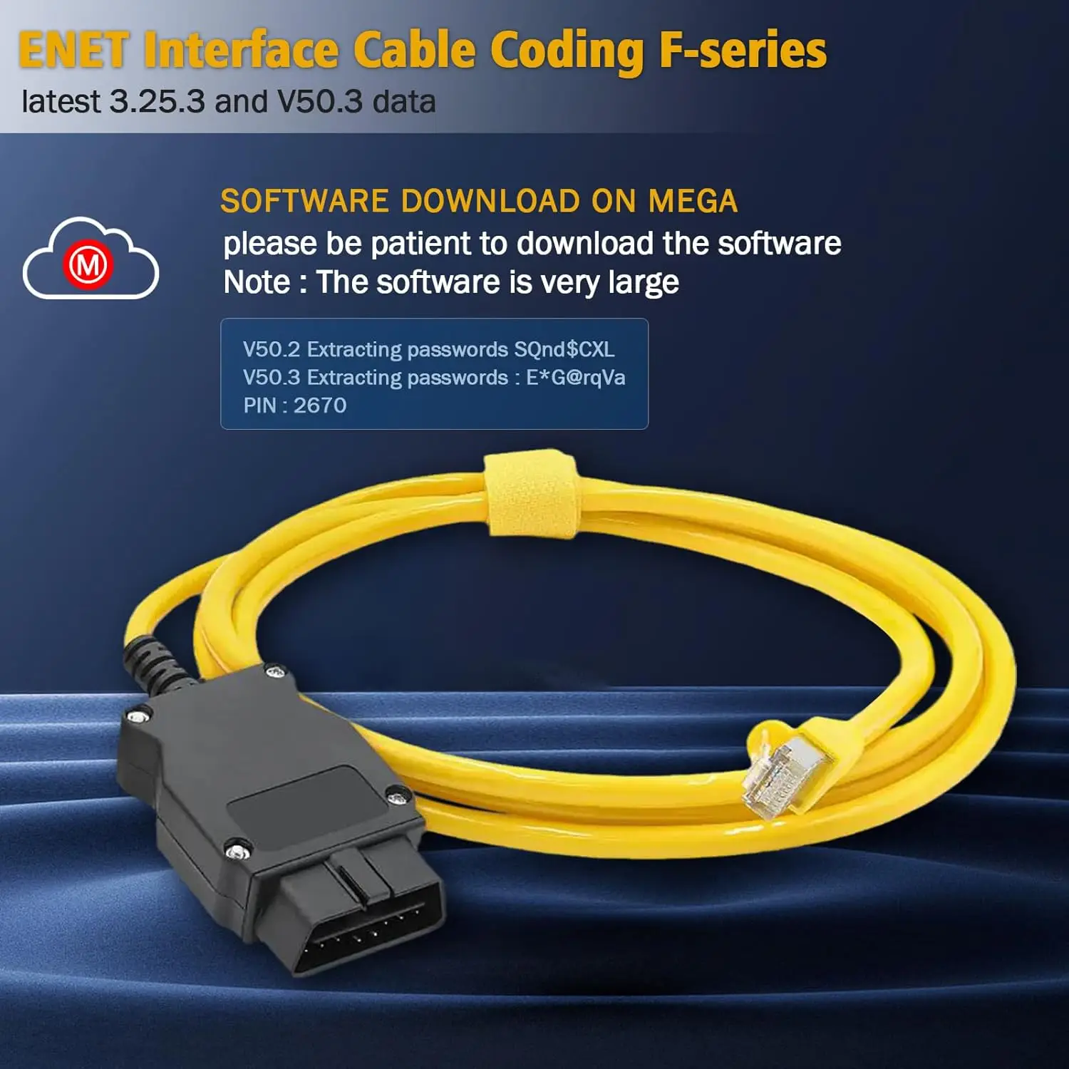 2024 ESYS ENET Refresh Hidden Data Cable for BMW F-Series ICOM ENET OBD2 Coding Cable Onboard Diagnostic Coding Tool